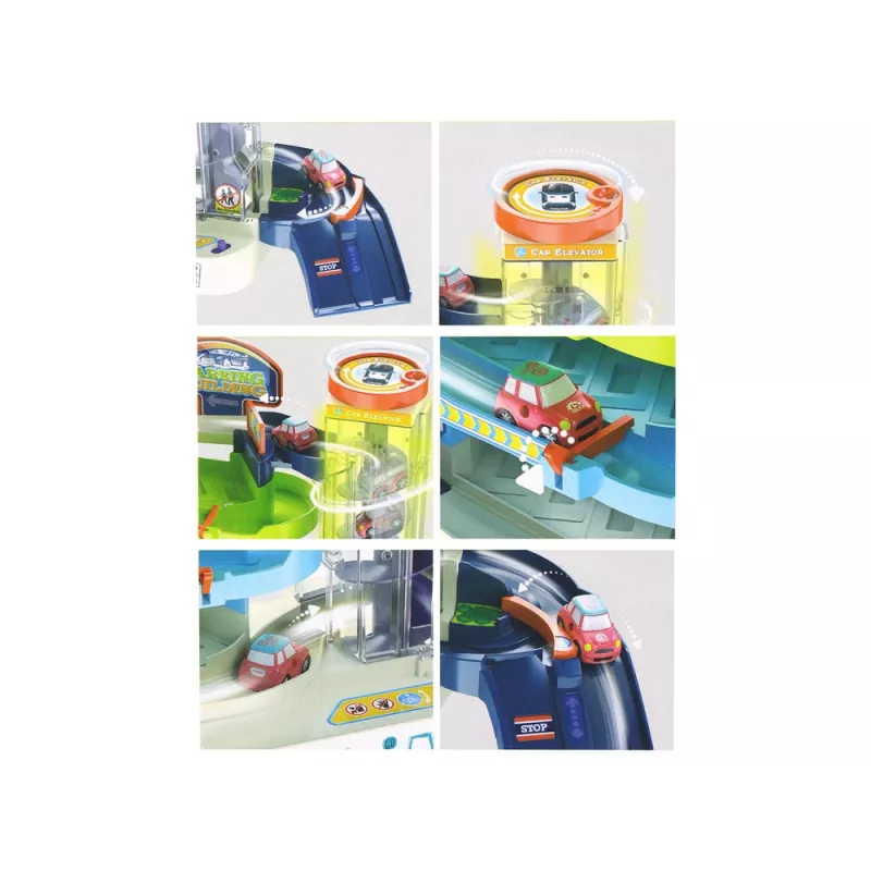 LEAN TOYS Interactive Multi-Story Parking Set for Cars, Lights and Sounds