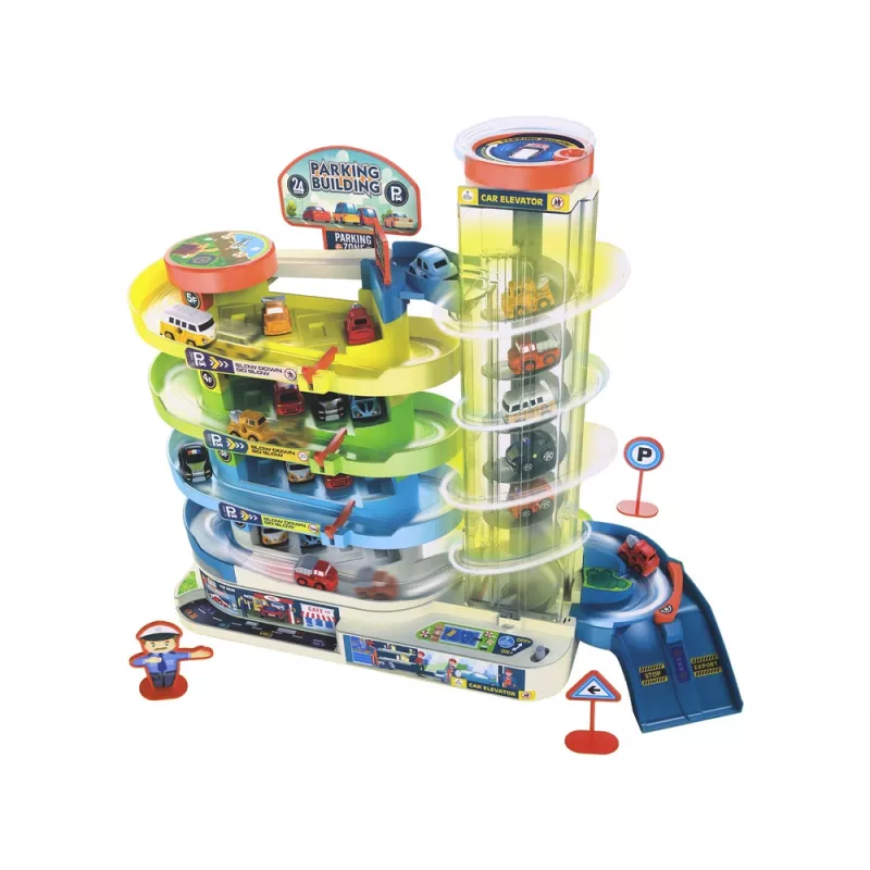LEAN TOYS Interactive Multi-Story Parking Set for Cars, Lights and Sounds
