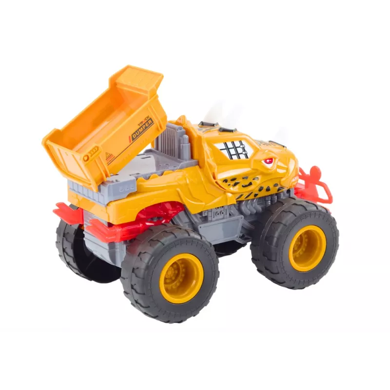 LEAN TOYS Off-road Car Dinosaur Friction Drive Dump Truck Orange