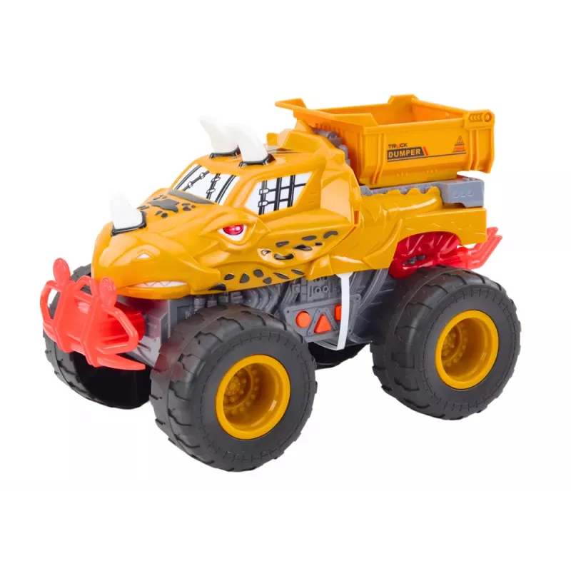 LEAN TOYS Off-road Car Dinosaur Friction Drive Dump Truck Orange