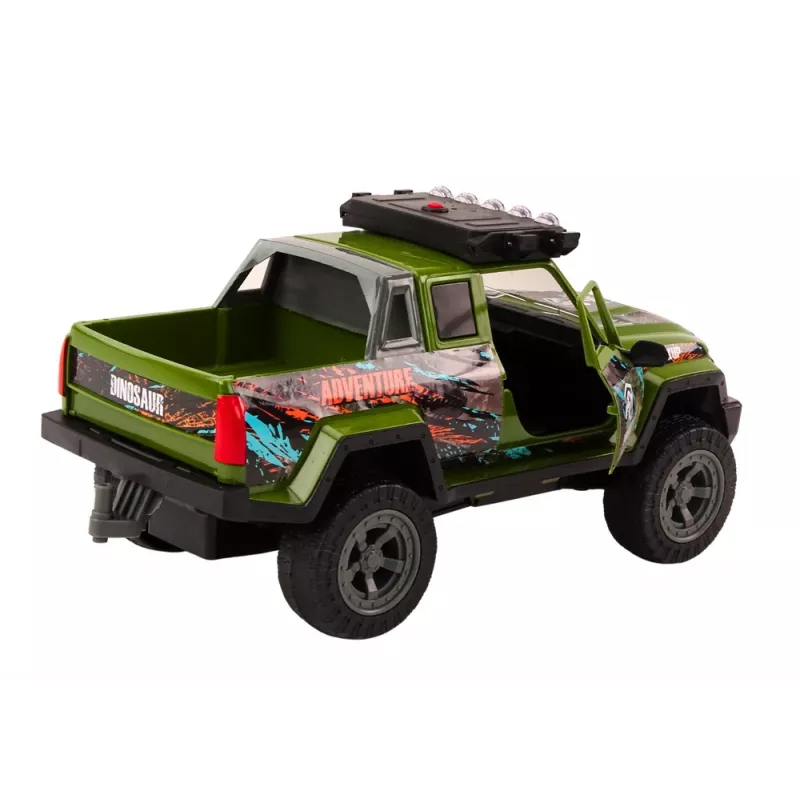 LEAN TOYS Off-Road Hunting Car Hunter Dinosaur Lights Sounds Green