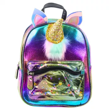 LEAN Children's Backpack with Unicorn Horn Moving Confetti Rainbow 25cm 4.5L