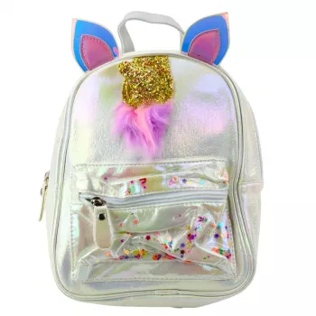 LEAN Children's Backpack with Unicorn Horn Moving Confetti Pearl 25cm 4.5L