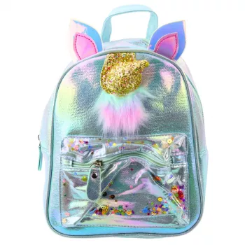 LEAN Children's Backpack with Unicorn Horn Moving Confetti Blue 25cm 4.5L