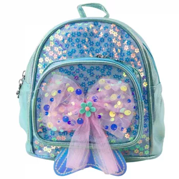 LEAN Children's Backpack Sequins Tulle Bow Blue 20cm 3.8L