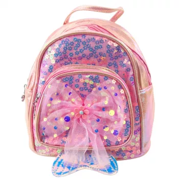 LEAN Children's Backpack Sequins Tulle Bow Pink 20cm 3.8L
