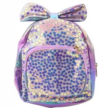 LEAN Children's Backpack With Sequins In Flowers Bow Purple 22cm 2.8L