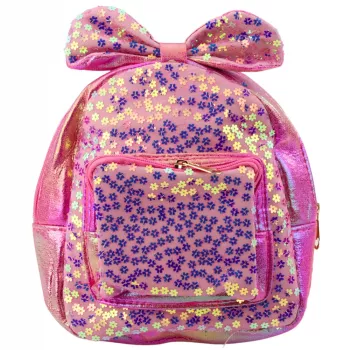 LEAN Children's Backpack With Sequins, Flowers, Bow, Pink, 22cm, 2.8L