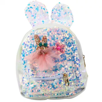 LEAN Children's Backpack Sequins Rabbit Ears White 22cm 4.4L