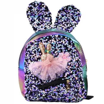 LEAN Children's Backpack Sequins Rabbit Ears Dark Colorful 22cm 4.4L