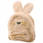 LEAN Children's Backpack Furry Plush Rabbit Ears Nose Whiskers Beige 3L 22cm