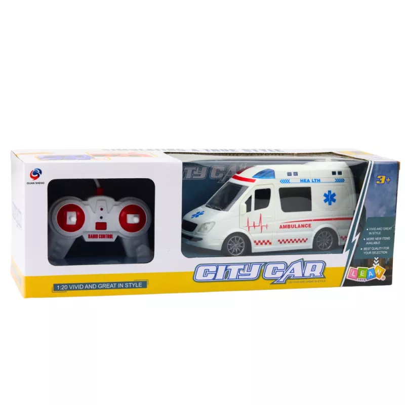 LEAN TOYS Remote Control Ambulance RC Lights Sounds 1:20 White