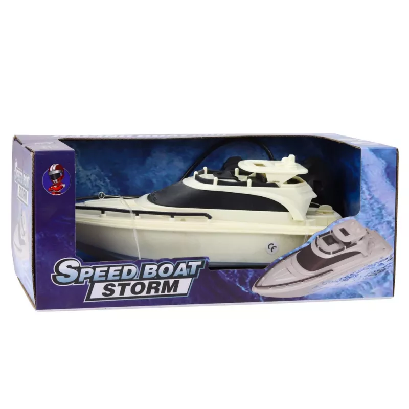 LEAN TOYS Remote Controlled RC Motor Boat Battery Powered Black and White