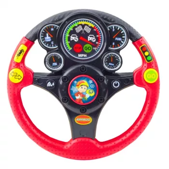 LEAN TOYS Interactive Steering Wheel For Kids Lights Sounds Vibrations Red