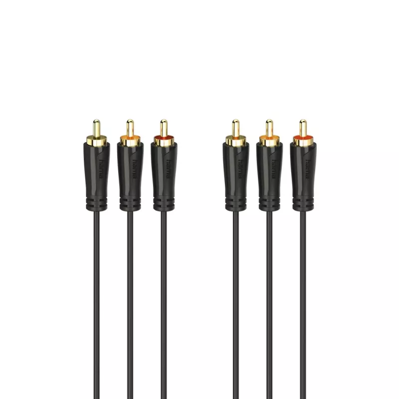 HAMA 3x RCA to 3x RCA Audio/Video Cable 3m, Gold-Plated Connectors