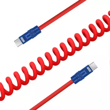 Newell USB-C to USB-C Cable 100W 1.5m Silicone Coiled Red-Navy Blue
