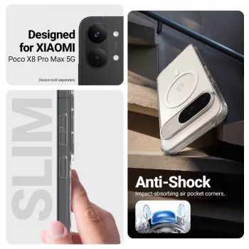Crong Hybrid Clear Magnetic Case for Xiaomi POCO X8 Pro Max 5G, Transparent, MagSafe Compatible