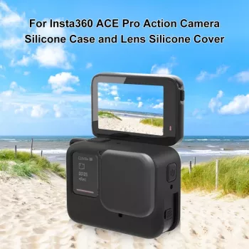PULUZ Silicone Protective Case with Lens Cap for Insta360 Ace Pro, Black