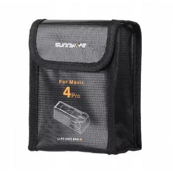 SUNNYLIFE Fireproof Battery Storage Bag for DJI Mavic 4 Pro, Holds 2 Batteries, Black