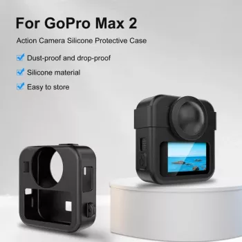 PULUZ 3-in-1 Kit Protective Case, Lens Cap, Hand Strap for GoPro Max 2 - Black