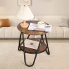 LEAN Round Coffee Table with Additional Shelf Industrial Vintage 40x42cm
