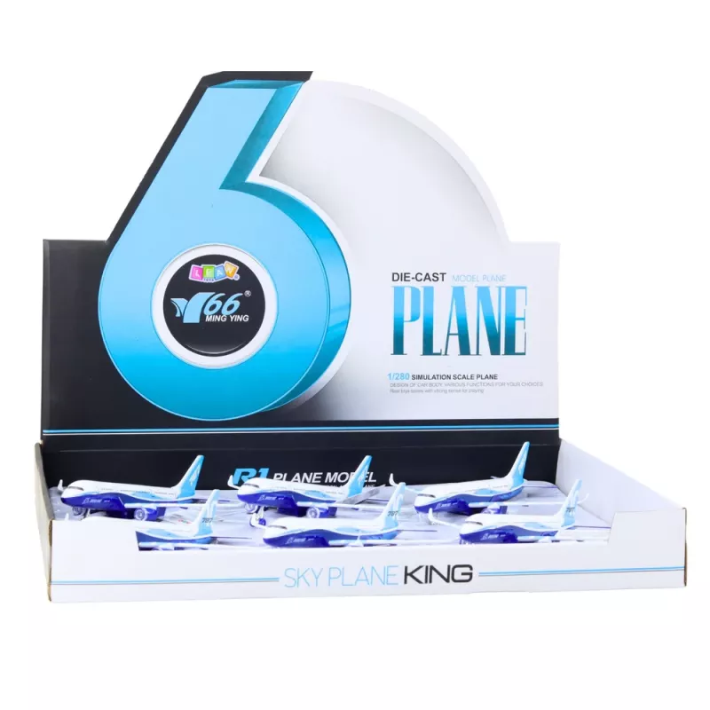 LEAN TOYS Passenger Plane with Pull Back Motor, Metal, Lights, Sounds, 23 cm