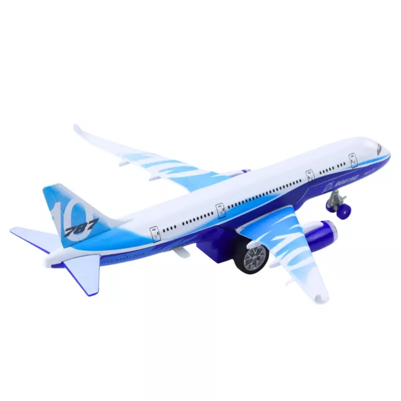 LEAN TOYS Passenger Plane with Pull Back Motor, Metal, Lights, Sounds, 23 cm