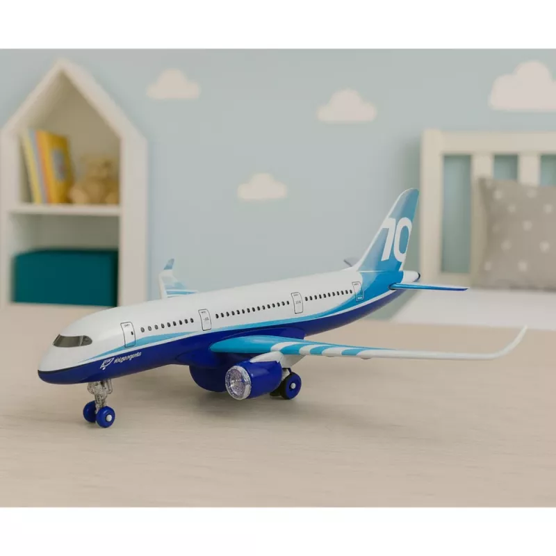 LEAN TOYS Passenger Plane with Pull Back Motor, Metal, Lights, Sounds, 23 cm
