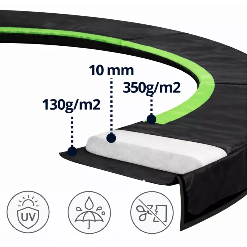 Lean Spring Pad for Trampoline Black 180-183cm 6ft
