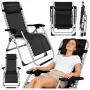 LEAN Folding Garden Beach Deckchair with Table and Headrest, Steel, Anthracite