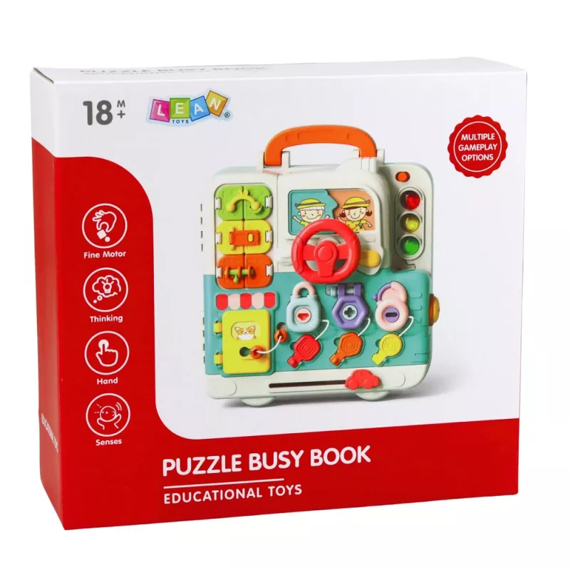 LEAN TOYS Interactive Book Educational Manipulative Board Lights Sounds 16 pcs