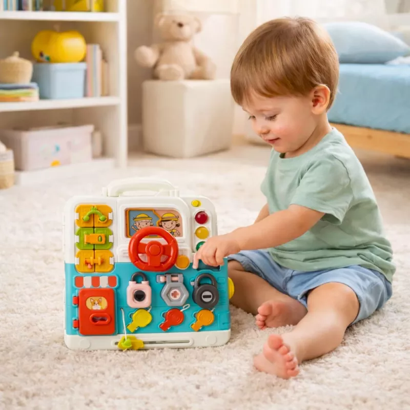 LEAN TOYS Interactive Book Educational Manipulative Board Lights Sounds 16 pcs