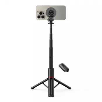 Tech-Protect L06S Selfie Stick Tripod with LED Light and Bluetooth Remote, Black