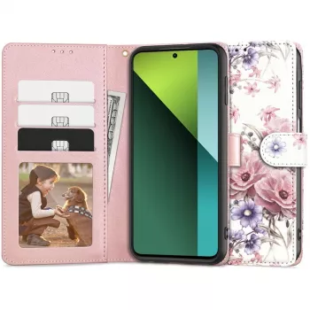 TECH-PROTECT Wallet Case for Redmi Note 13 Pro 5G / Poco X6 5G with Card Slot, Floral