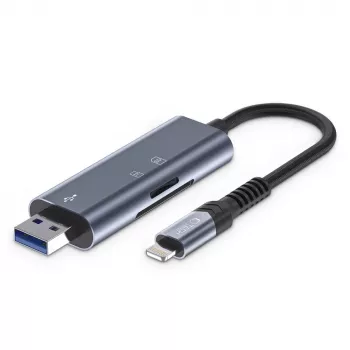 TECH-PROTECT ULTRABOOST Card Reader SD & Micro SD Lightning & USB Grey