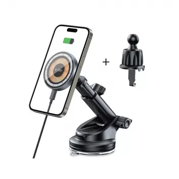 TECH-PROTECT MM15W-V5 Magnetic MagSafe Dashboard & Vent Car Mount Wireless Charger 15W Black