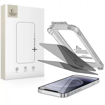 TECH-PROTECT Quick Set Spy+ Privacy Tempered Glass Screen Protector for Apple iPhone 12 / iPhone 12 Pro (2-Pack)