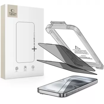 TECH-PROTECT QUICK SET SPY+ Privacy Tempered Glass Screen Protector 2-Pack for Apple iPhone 15 / iPhone 16