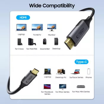TECH-PROTECT UltraBoost USB-C to HDMI 2.0 Cable 4K 60Hz 180cm Black