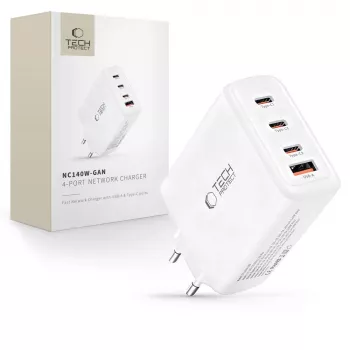 TECH-PROTECT NC140W-GAN 4-Port Network Charger PD 140W / QC3.0 White