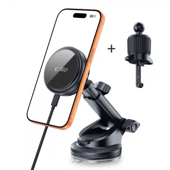 TECH-PROTECT V9 ARCTICBOOST Magnetic MagSafe Dashboard & Vent Car Mount Wireless Charger 25W Qi2.2 Black