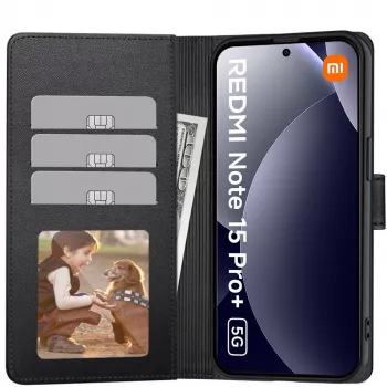 Tech-Protect Wallet Case for Xiaomi Poco M8 Pro / Redmi Note 15 Pro+ Plus 5G, Matte Black