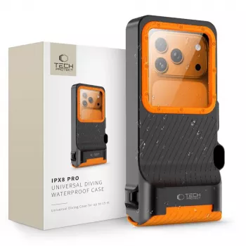 TECH-PROTECT IPX8 PRO Universal Diving Waterproof Case Black/Orange