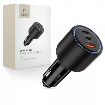 TECH-PROTECT CC04 3-Port Car Charger PD 175W Black