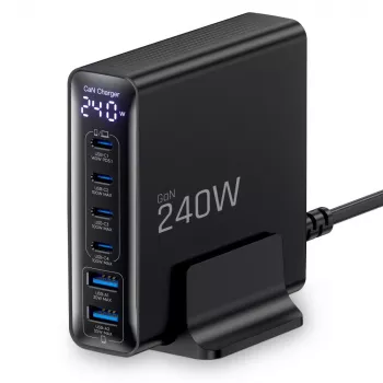TECH-PROTECT DC240W-GAN 6-Port Desktop Charger PD 240W / QC3.0 Black