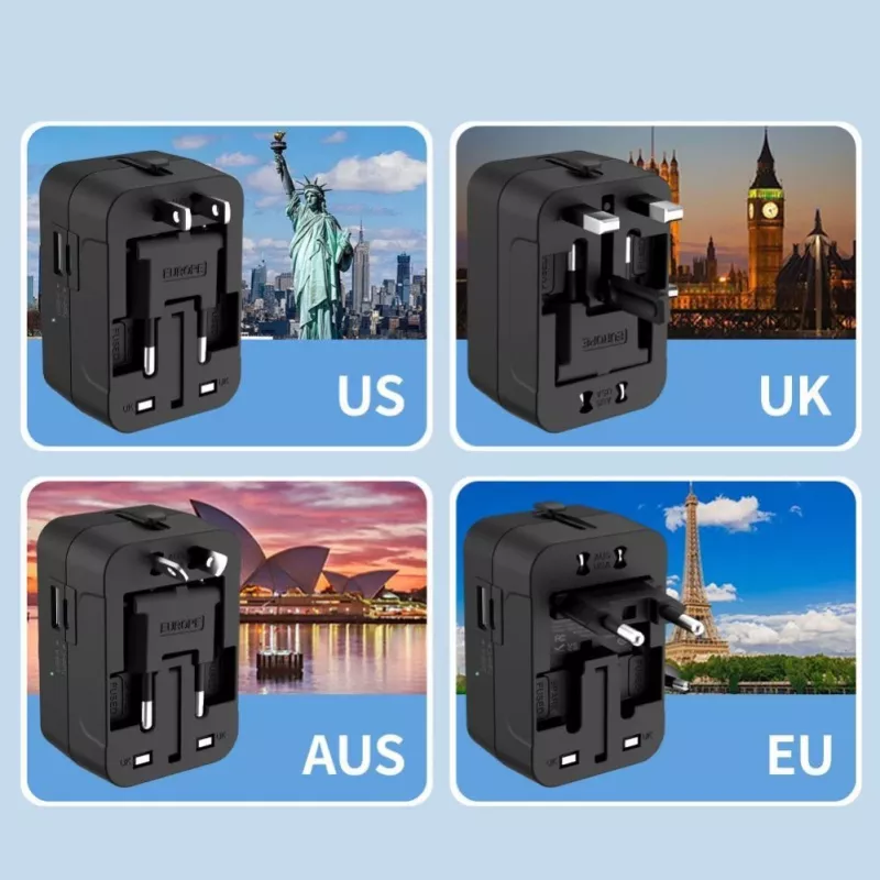 TECH-PROTECT TA300 Travel Adapter EU / UK / US / AU Black