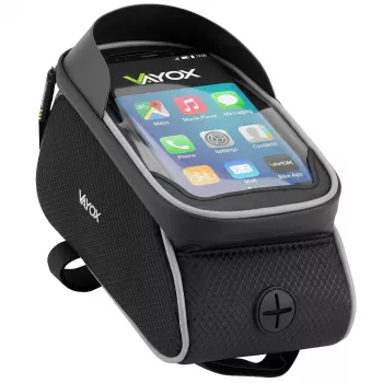 Vayox VA0450 Bicycle Frame Bag with Two Pockets and Phone Compartment, Black