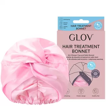 GLOV Hair Treatment Bonnet 2-in-1 Shower Cap with Satin Layer Black