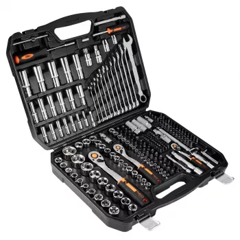 NEO TOOLS Socket Wrench Set 1/4 inch, 3/8 inch, 1/2 inch Drive, 219 Pieces, Chrome Vanadium Steel