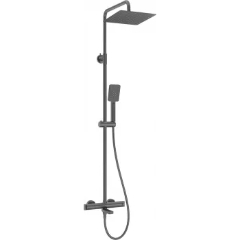 DEANTE Showerhead with Thermostatic Bath Mixer - Black Matt, 250mm Rain Shower